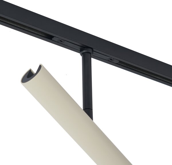 Sistem de iluminat pe șină modern negru cu 6 spoturi bej monofazate - Slimline Avery