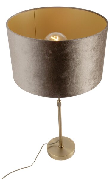 Lampă de masă bronz cu abajur de catifea maro 35cm - Parte