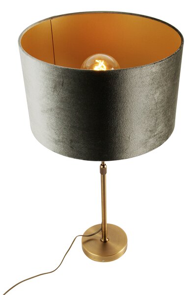 Lampă de masă bronz cu abajur de catifea verde 35cm - Parte