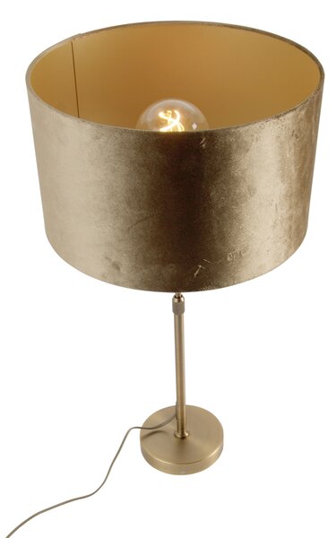 Lampă de masă bronz cu abajur de catifea bronz 35cm - Parte