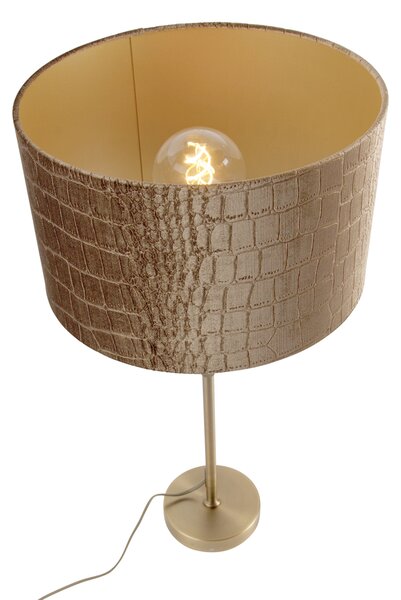 Lampă de masă bronz cu abajur de catifea Crocodil 35cm - Parte