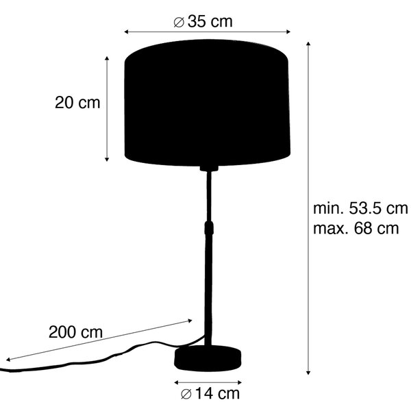 Lampă de masă bronz cu abajur de catifea bronz 35cm - Parte