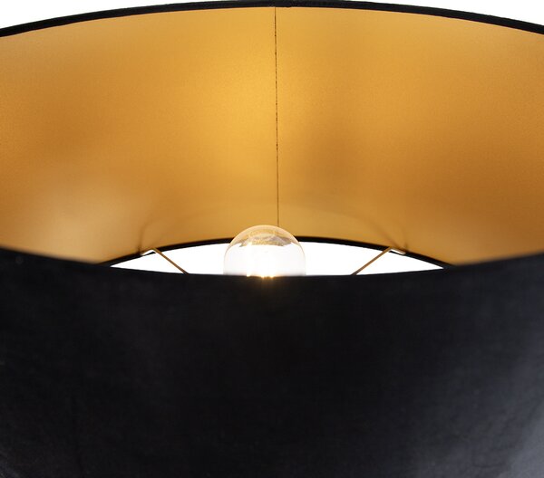 Lampă de podea neagră cu abajur oval negru 50cm - Thijmen