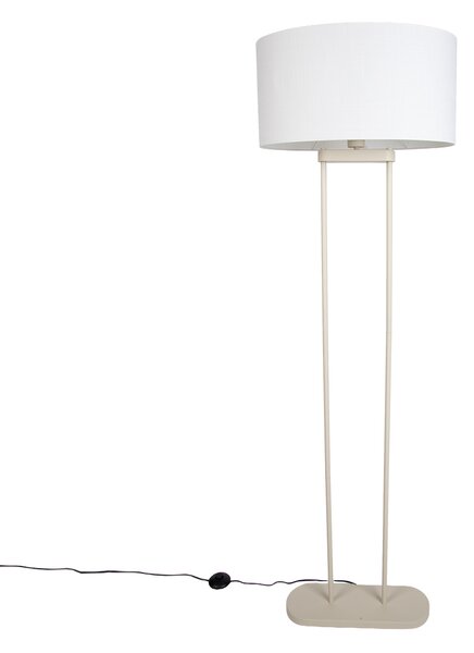 Lampă de podea bej cu abajur oval alb din in 50cm - Thijmen