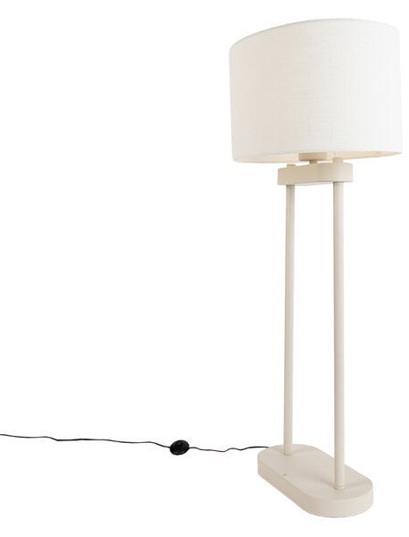 Lampă de podea bej cu abajur oval alb din in 35cm - Thijmen