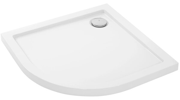 Rea Look, cadă de duș sfert-rotund acrilică 80x80x6 cm + sifon crom, alb, REA-K7908