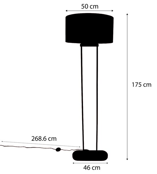 Lampă de podea bej cu abajur oval verde și interior auriu 50cm - Thijmen