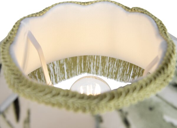 Lampă de podea neagră cu abajur floral și interior alb 45cm - Classico