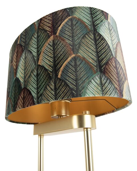 Lampă de podea din alamă cu abajur oval cu design de frunze și interior auriu 35cm - Thijmen
