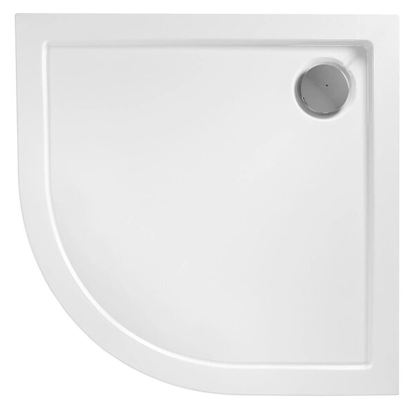 Rea Look, cadă de duș sfert-rotund acrilică 80x80x6 cm + sifon crom, alb, REA-K7908