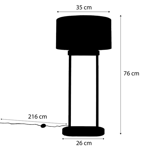Lampă de masă neagră cu abajur oval negru 35cm - Thijmen