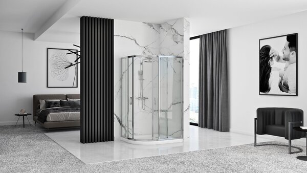 Rea Look, cabină de duș pătrată 80x100x190 cm, sticlă transparentă de 5 mm, profil cromat, REA-K7901