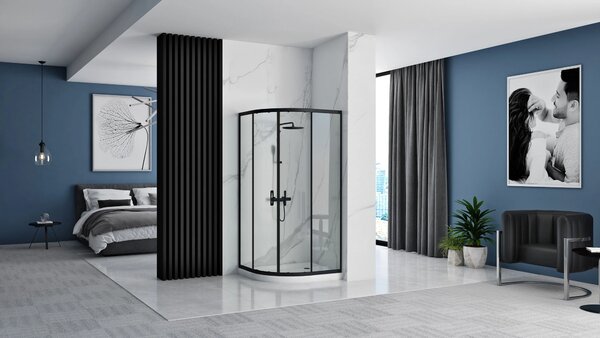 Rea Look, cabină de duș pătrată 80x80x190 cm, sticlă transparentă de 5 mm, profil negru, REA-K7902
