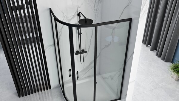 Rea Look, cabină de duș pătrată 100x80x190 cm, sticlă transparentă de 5 mm, profil negru, REA-K7900