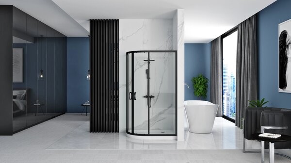 Rea Look, cabină de duș pătrată 100x80x190 cm, sticlă transparentă de 5 mm, profil negru, REA-K7900