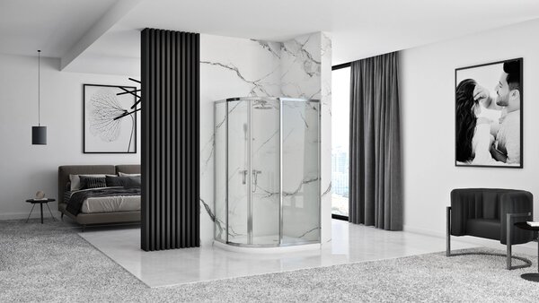 Rea Look, cabină de duș pătrată 80x100x190 cm, sticlă transparentă de 5 mm, profil cromat, REA-K7901