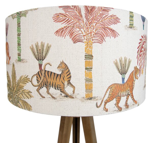 Lampă de podea din lemn cu abajur multicolor și cu imprimeu animalier 50cm - Tripod Classic