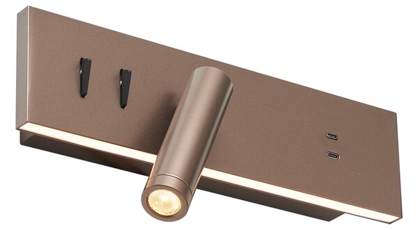 Set de 2 Aplice Moderne Bronz Închis Reglabile cu USB-C incl. LED - Modric