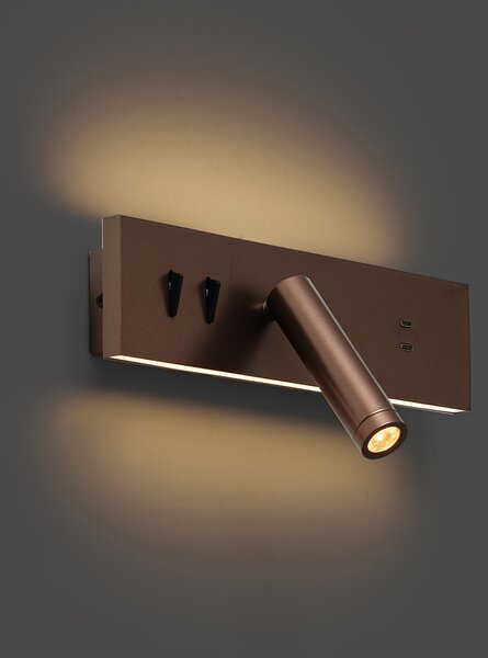 Set de 2 Aplice Moderne Bronz Închis Reglabile cu USB-C incl. LED - Modric