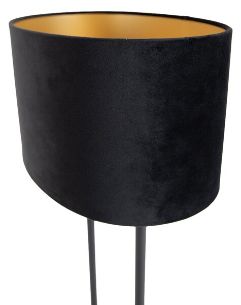 Lampă de masă neagră cu abajur oval negru 35cm - Thijmen