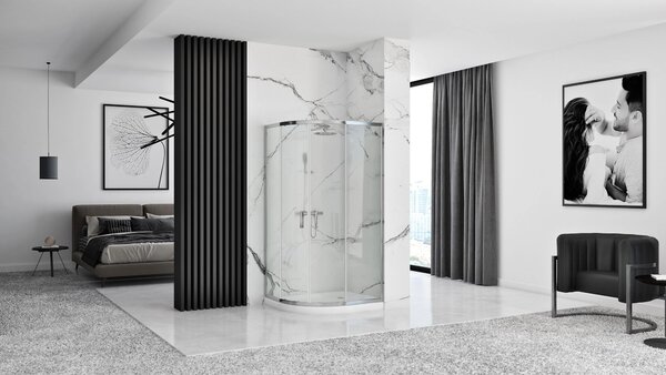 Rea Look, cabină de duș pătrată 80x80x190 cm, sticlă transparentă de 5 mm, profil cromat, REA-K7904