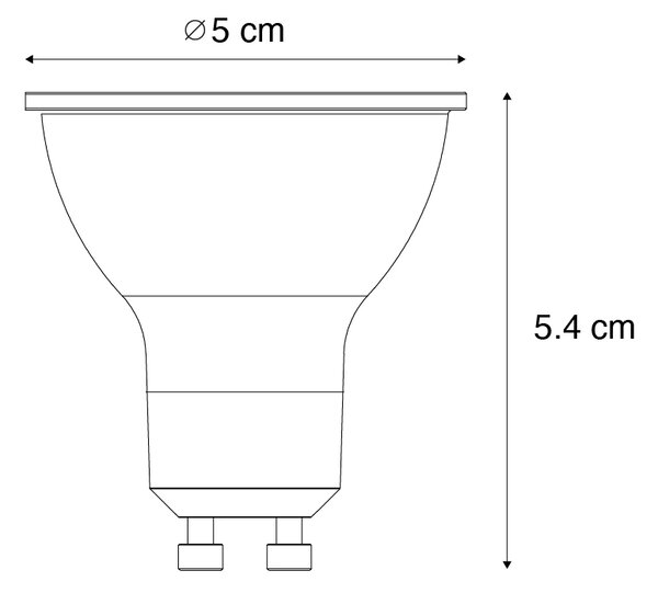 Set de 5 becuri LED GU10 50mm dimabile clare 2,5W 450 lm 6500K