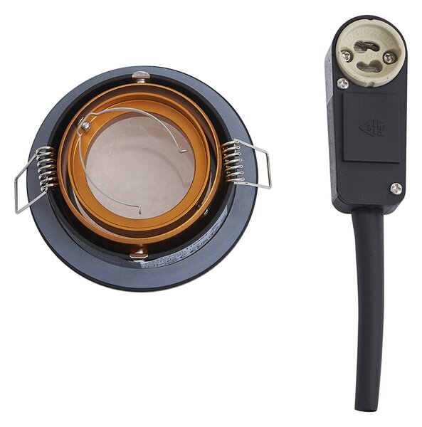 Set de 6 spoturi încastrate moderne negre cu auriu rotative și înclinabile IP44 - Chuck