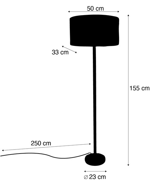 Lampă de podea din lemn cu abajur oval din in alb 50cm - Mels