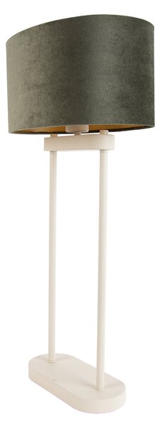 Lampă de masă bej cu abajur oval verde și interior auriu 35cm - Thijmen