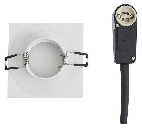 Set de 6 spoturi încastrate moderne albe pătrate IP44 - Qure