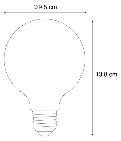 Set de 5 Becuri LED E27 cu Filament Clar G95 3.8W 806 lm 3000K