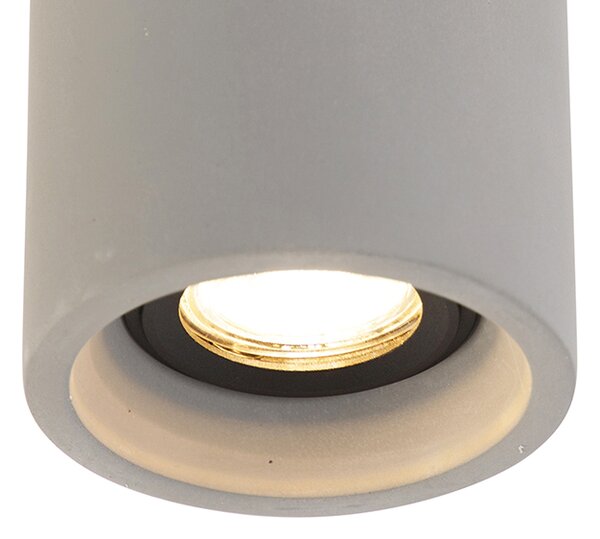 Set de 4 spoturi rustice de tavan beton rotund - Deep