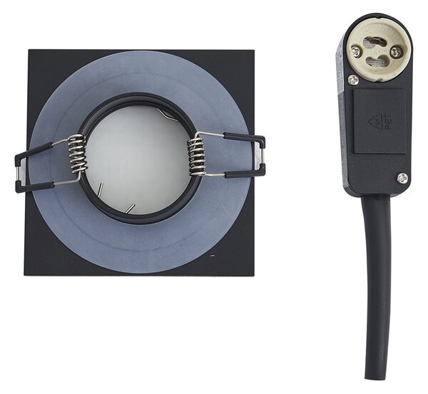 Set de 6 spoturi încastrate moderne negre, rotative și înclinabile IP44 - Qure
