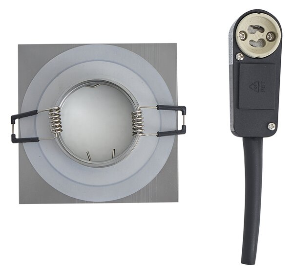 Set de 6 spoturi încastrate moderne Gunmetal pătrate IP44 - Qure