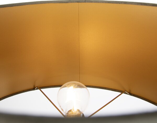 Lampă de podea bej cu abajur oval verde și interior auriu 50cm - Thijmen