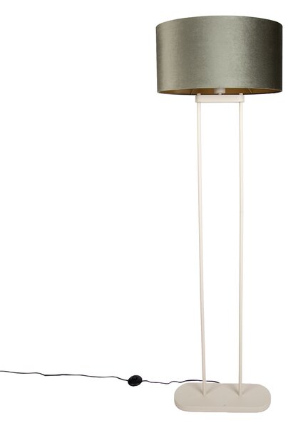 Lampă de podea bej cu abajur oval verde și interior auriu 50cm - Thijmen