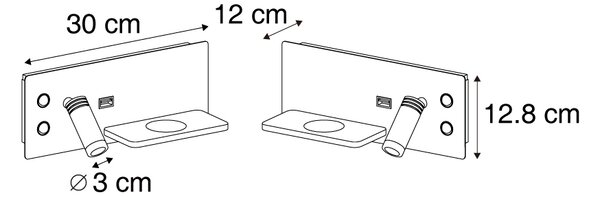 Set de 2 Aplice de Perete Bej Incl. LED cu USB și Încărcător cu Inducție - Riza