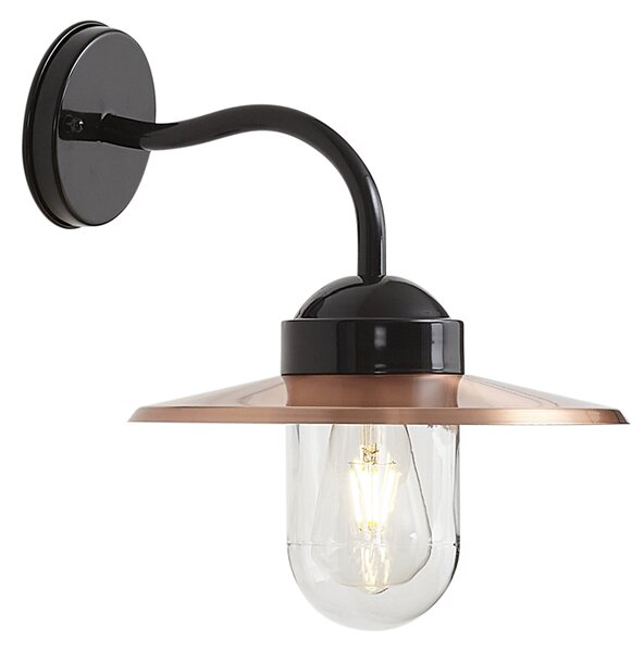 Lampă modernă de perete pentru exterior neagră cu cupru IP44 - Kansas