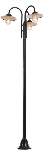 Lampă modernă de exterior neagră cu cupru 235cm 3 lumini IP44 - Kansas