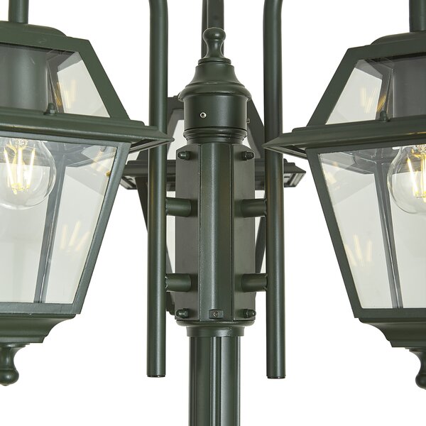Felinar clasic de exterior verde închis 235cm 3 lumini IP44 - Berta