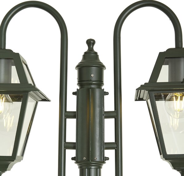 Felinar clasic de exterior verde închis 235cm 2 lumini IP44 - Berta