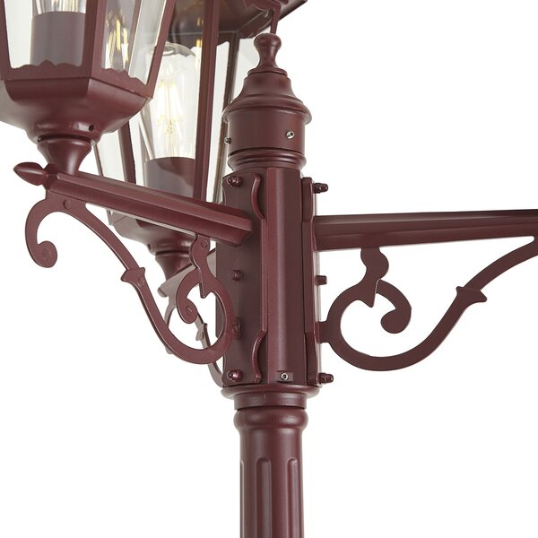 Felinar clasic de exterior roșu închis 220 cm cu 3 lumini IP44 - Havana