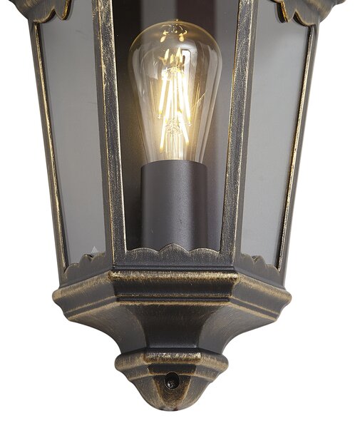 Felinar clasic de perete pentru exterior, auriu antic, IP44 - Havana Half