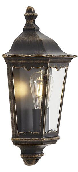 Felinar clasic de perete pentru exterior, auriu antic, IP44 - Havana Half