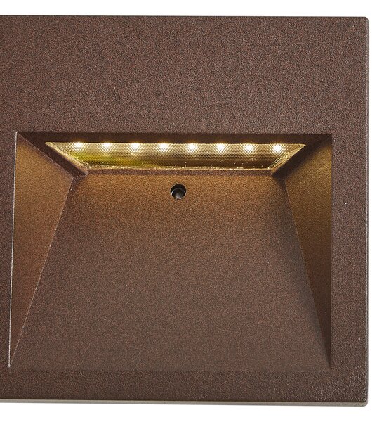 Lampă de perete modernă maro rugină pătrată, inclusiv LED IP54 - Gem