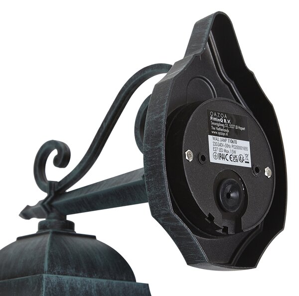 Felinar de perete de exterior vintage negru cu verde antic IP44 - Antigua Down