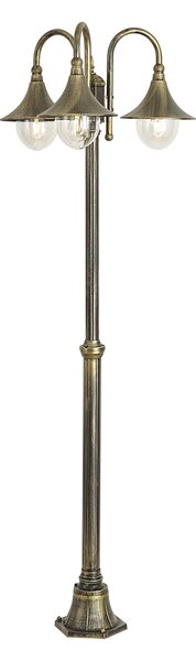 Felinar clasic de exterior negru cu auriu antic 200cm 3 lumini IP44 - Daphne