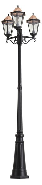 Felinar clasic de exterior negru cu cupru 220cm 3 lumini IP44 - Havana