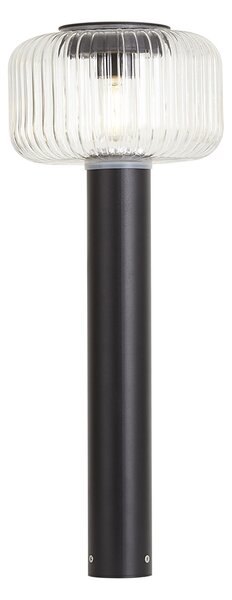 Stâlp modern de exterior negru cu sticlă canelată, cu LED solar inclus IP65 - Ribble Mushroom