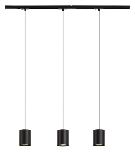 Sistem de iluminat cu șină modern cu 3 lumini suspendate negre monofazate - Iconic Holt